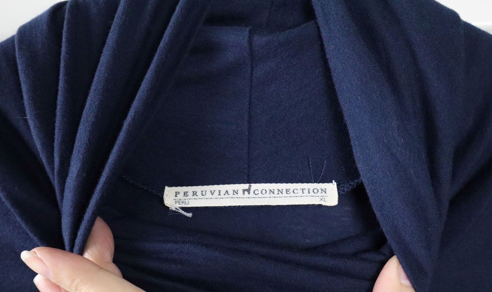 PERUVIAN CONNECTION NEW $169 Solid Navy Ariana Midi Turtleneck Dress Size XL