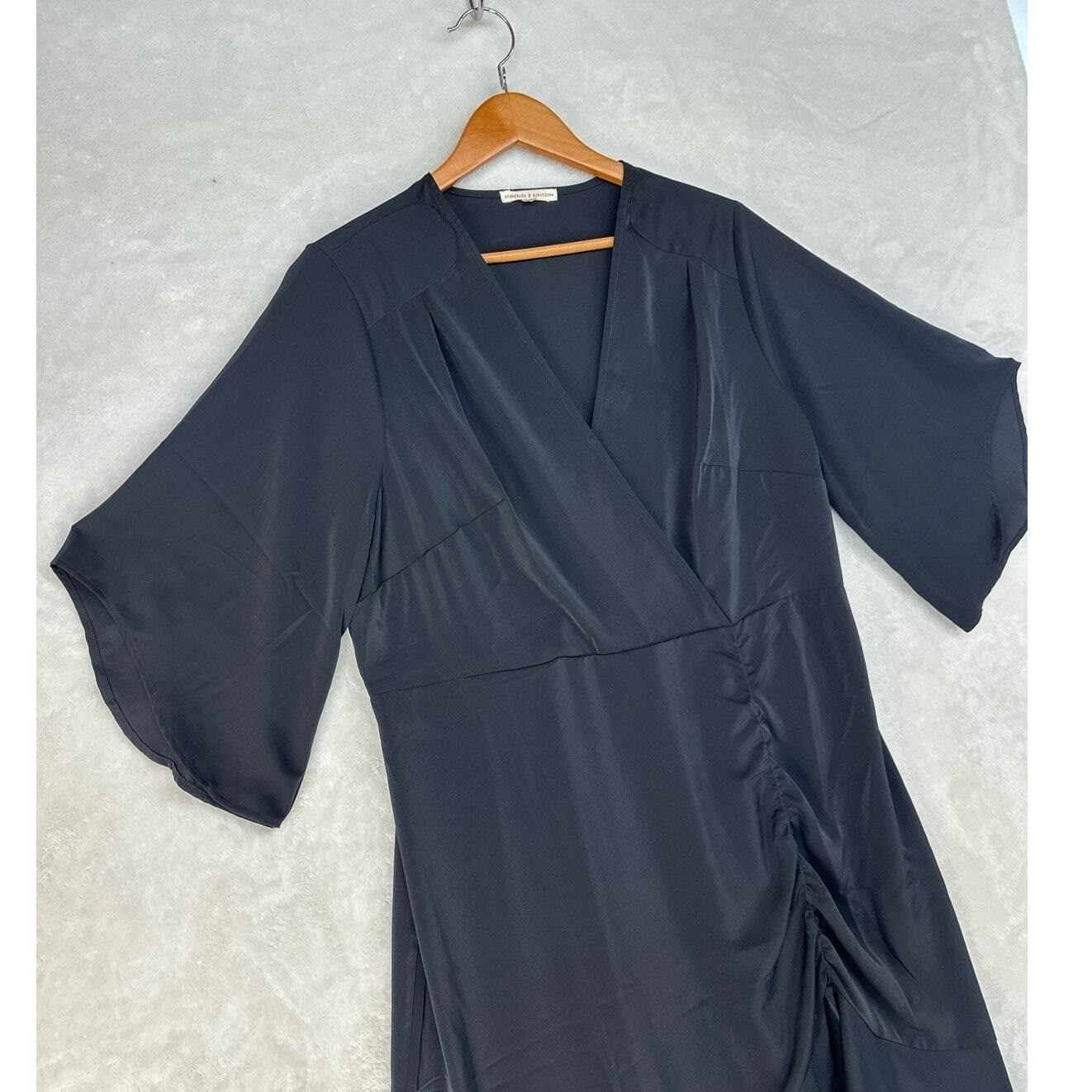 Standards & Practices Wrap Dress Womens 1X Black Bell Sleeve LBD