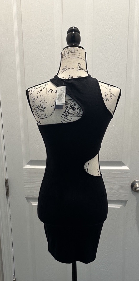 Abercrombie & Fitch Black Cut-Out Bodycon Sleeveless Dress Size XXSP NWT