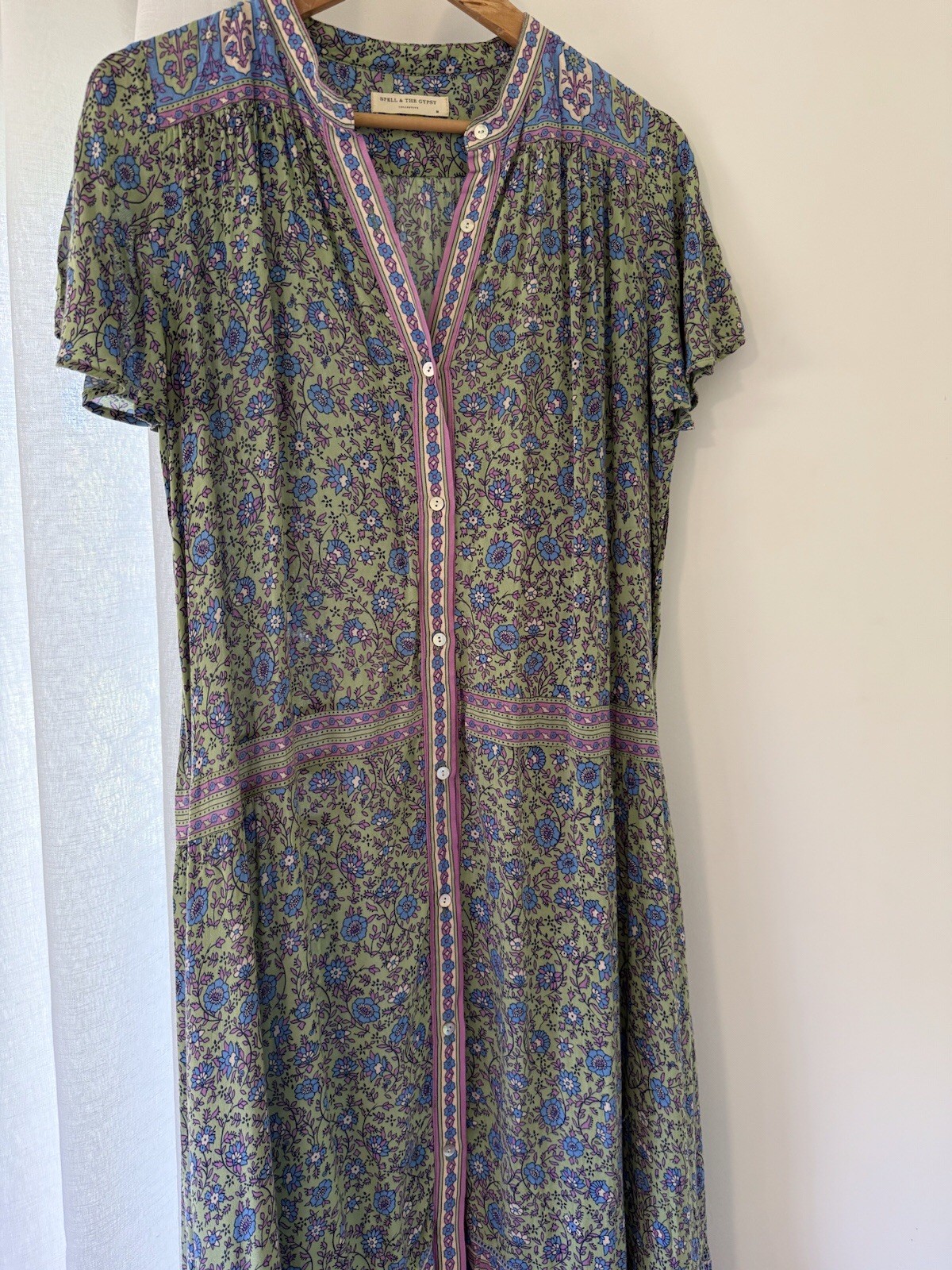 Spell And The Gypsy Jasmine Flutter Sleeve Tunic/Duster Jade Size M