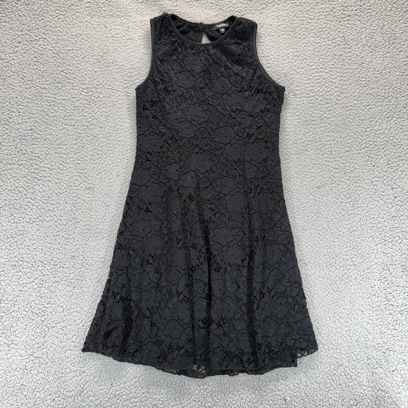 Zunie Womens Sleeveless Lace Skater Dress Navy Black Size 14