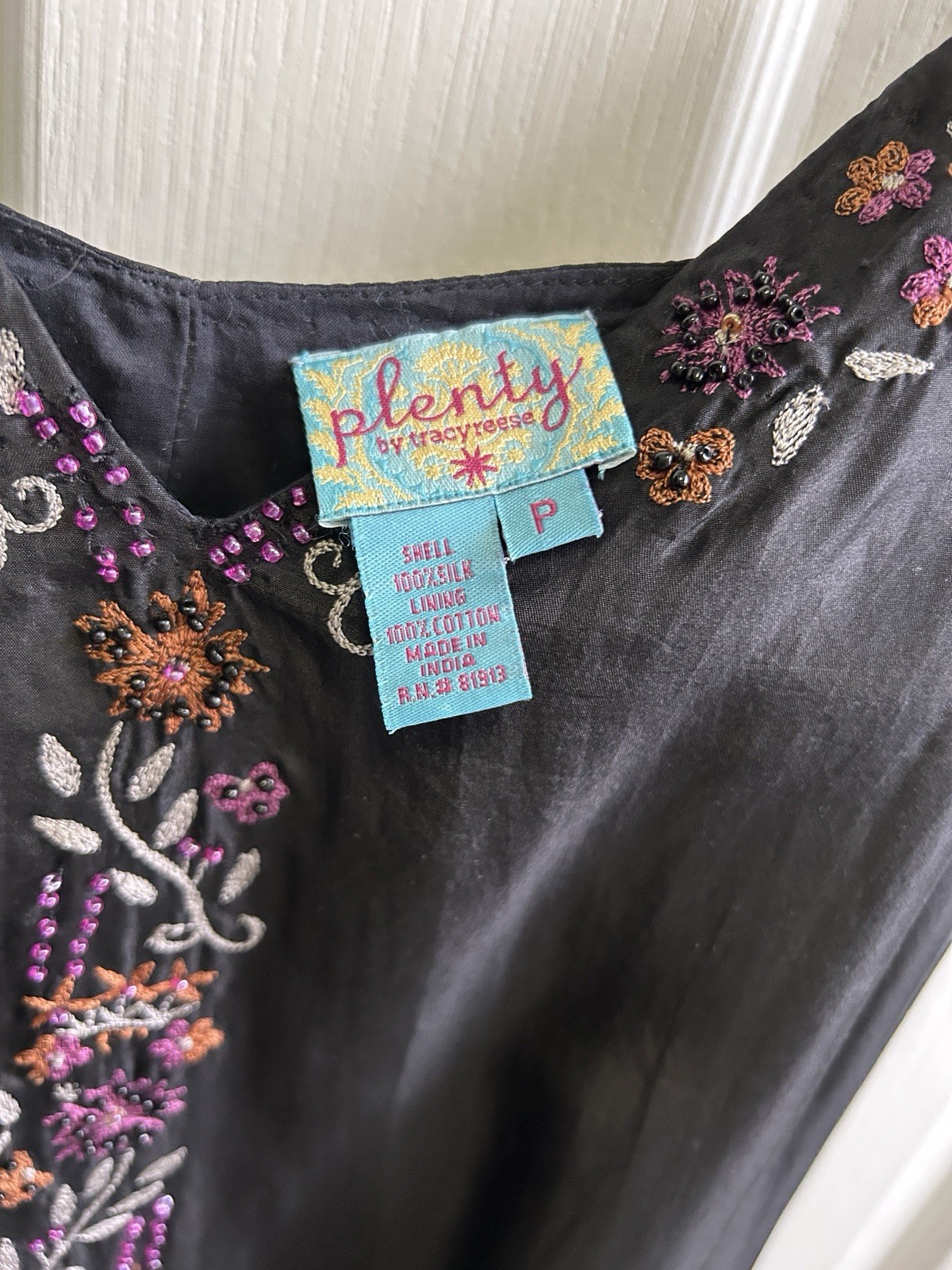 Plenty by Tracy Reese Petite Silk Embroidered Floral Mini Slip Dress Ruffle