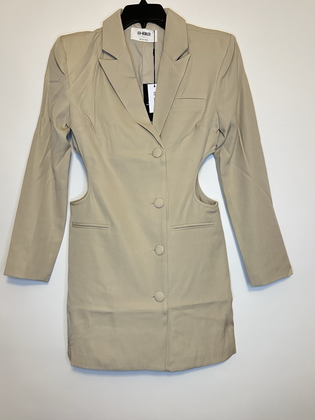 4th & Reckless Size Small Beige Side Cut Out Brownwyn Blazer Dress