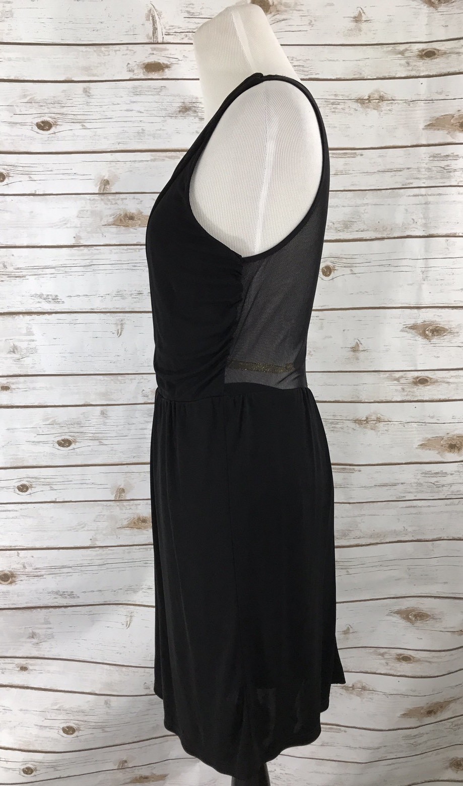 Guess by Marciano Black Cutout Faux Wrap Sheer Back Dress Medium Stretch