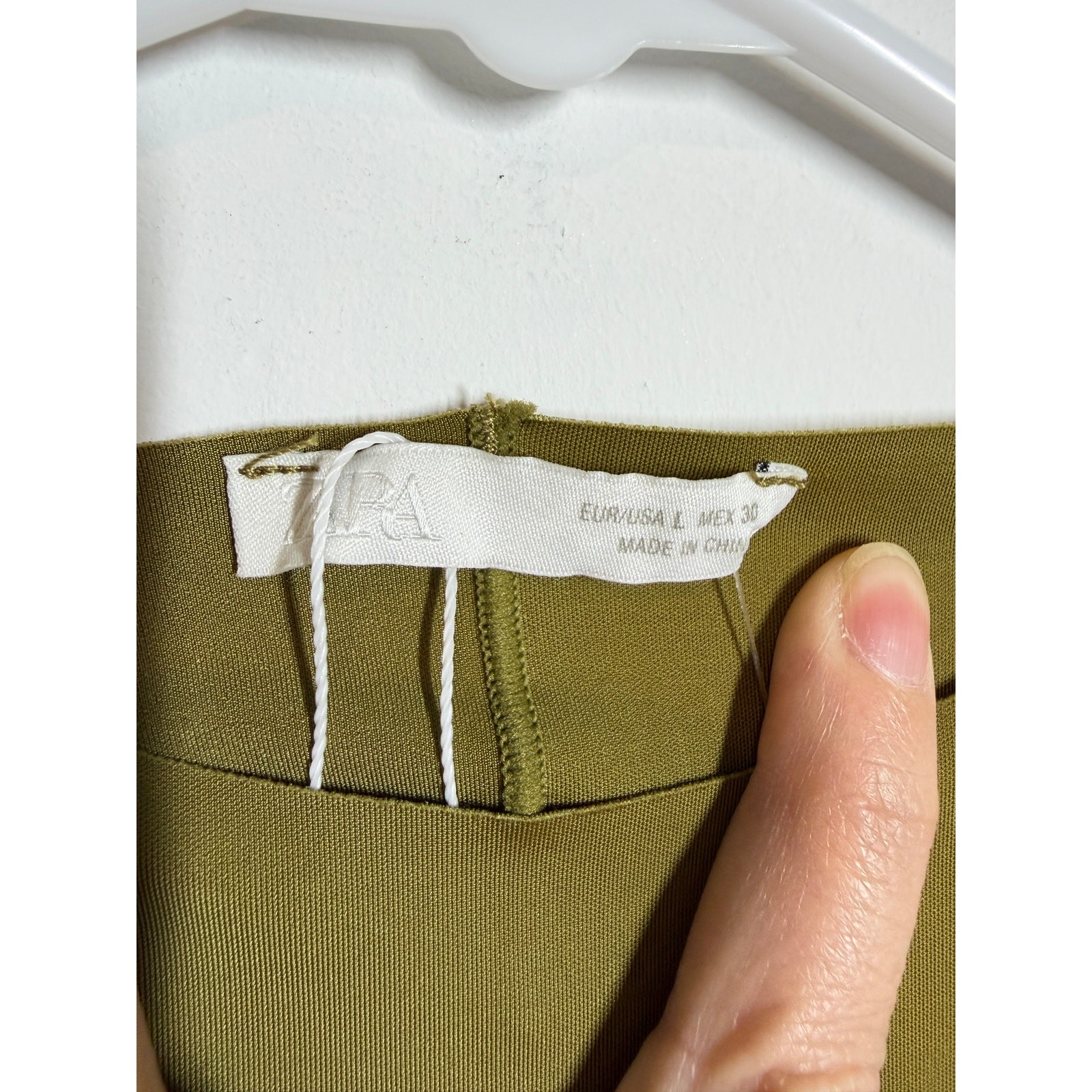 Zara Olive Green sculpting bodycon Polyamide Midi Dress size L NWOT minimalist