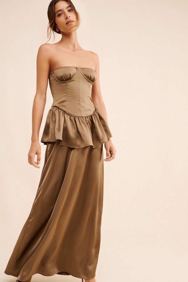 WeWoreWhat Women’s Satin Strapless Maxi Dress Size 14