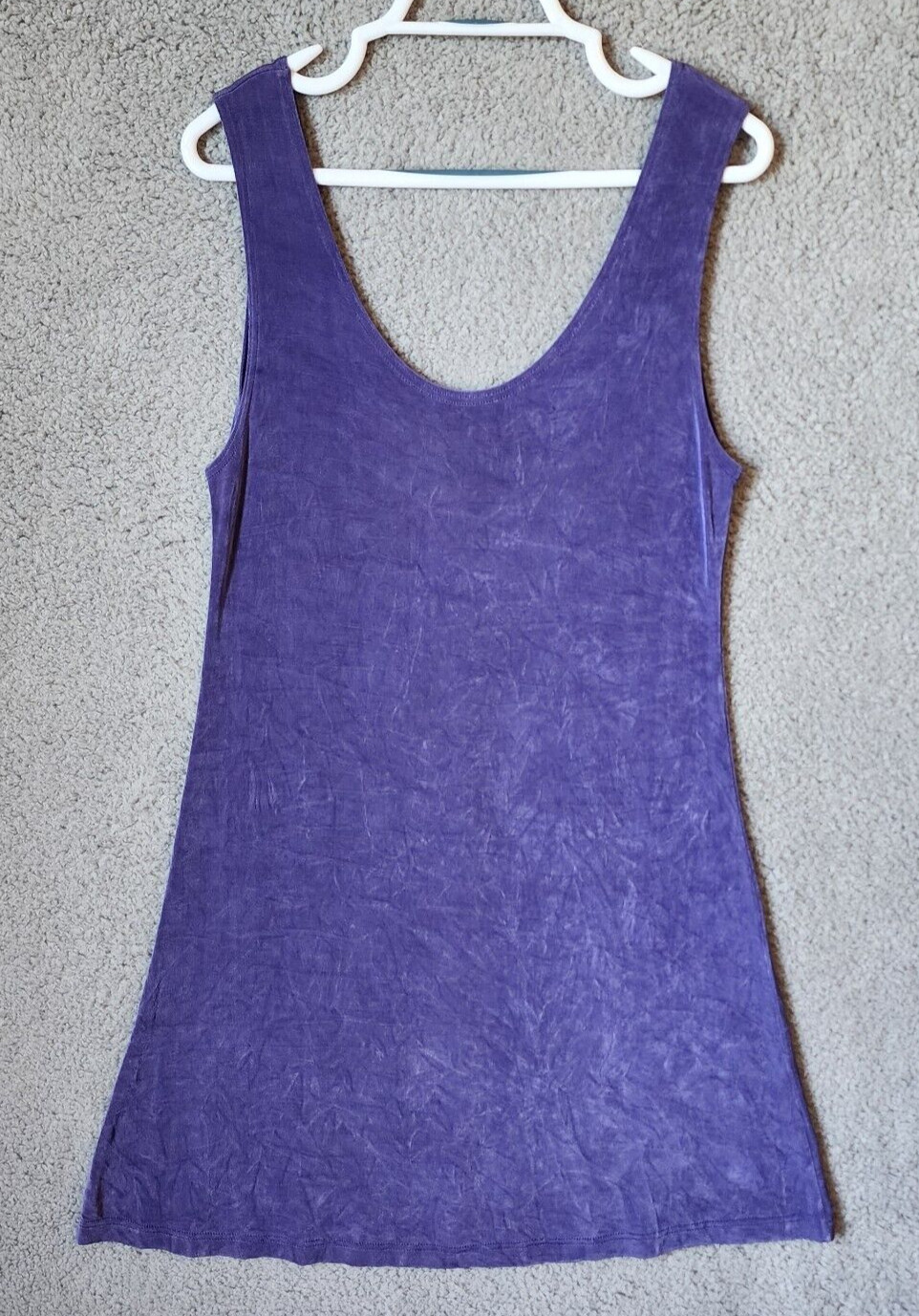 Picadilly Fashions Sleeveless Scoop Neck Dress Slinky Travelers Knit Purple Sz L