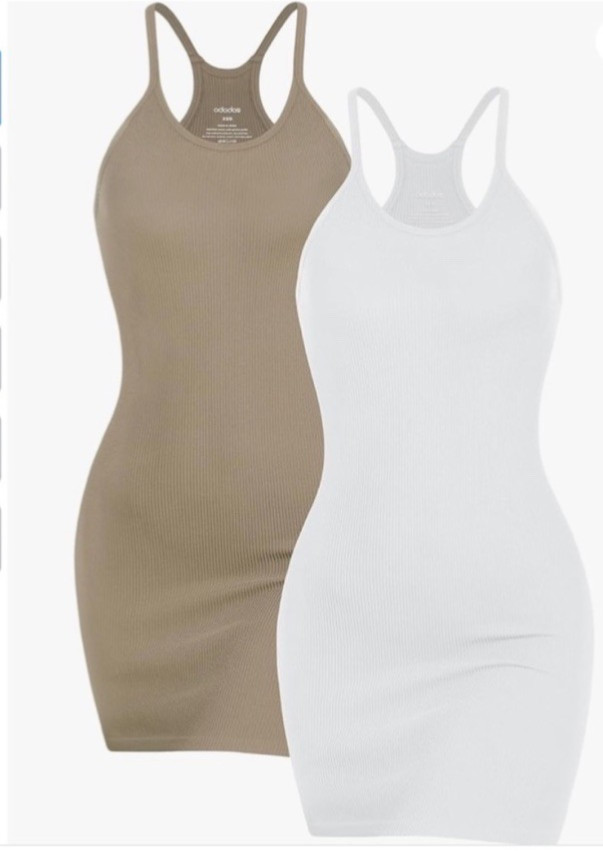ATHLETIC DRESS BODYCON ODODOS WOMENS SET OF 2 NEW RIBBED M/L RACERBACK