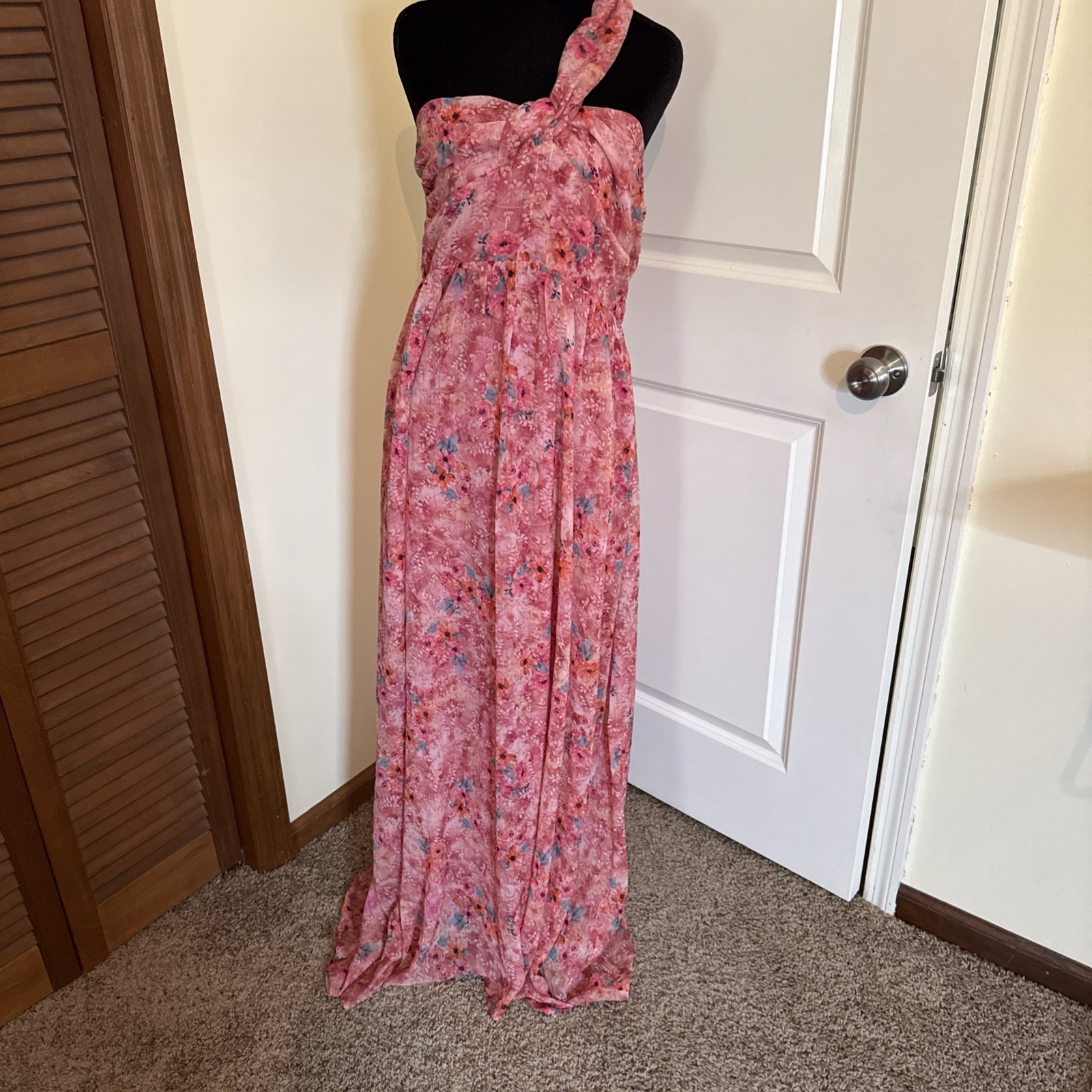 Vici Dk Mauve Floral Chiffon Maxi Dress Size Large