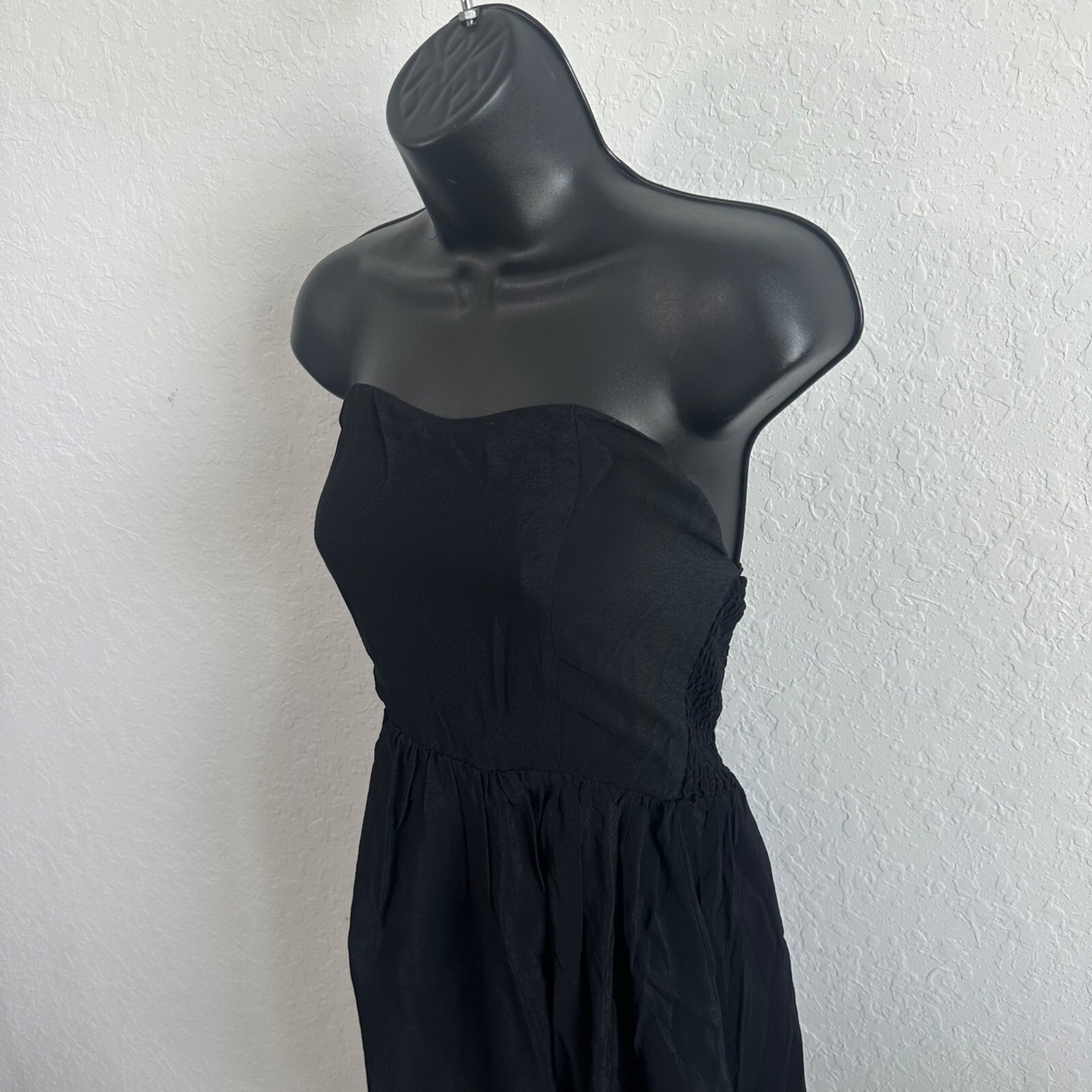 Lucy Paris Strapless Smocked Back Mini Dress Black Size Medium