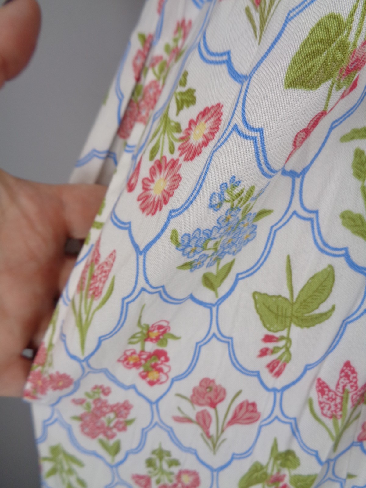 Cactus Pearl Floral Button Maxi Dress Size Medium Tie Sleeve Boho Cottagecore