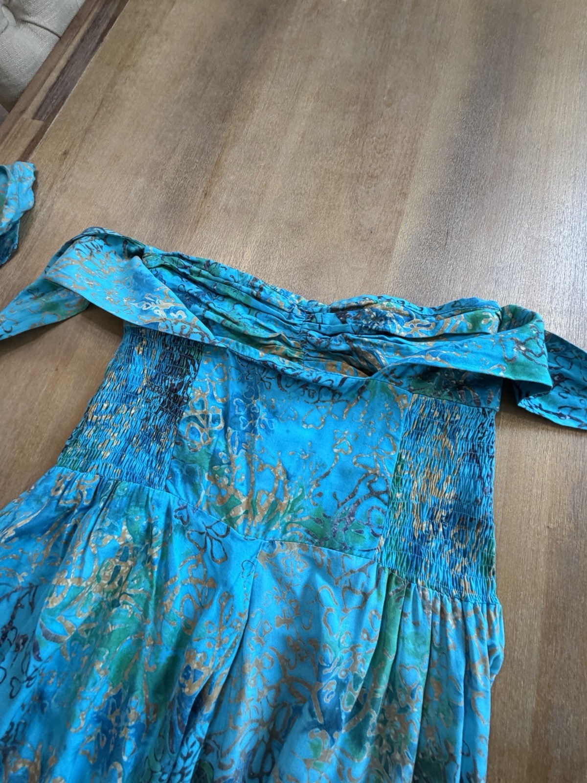 Bali Batiks Vintage A-Line Midi Halter Dress Large Hand Painted Resort Wear