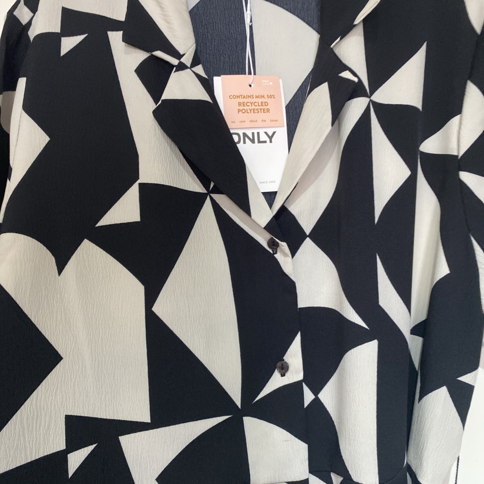 ONLY Nova Life Elite IZI Long Shirt Dress, Geometric print, Size XXL Rrp£38