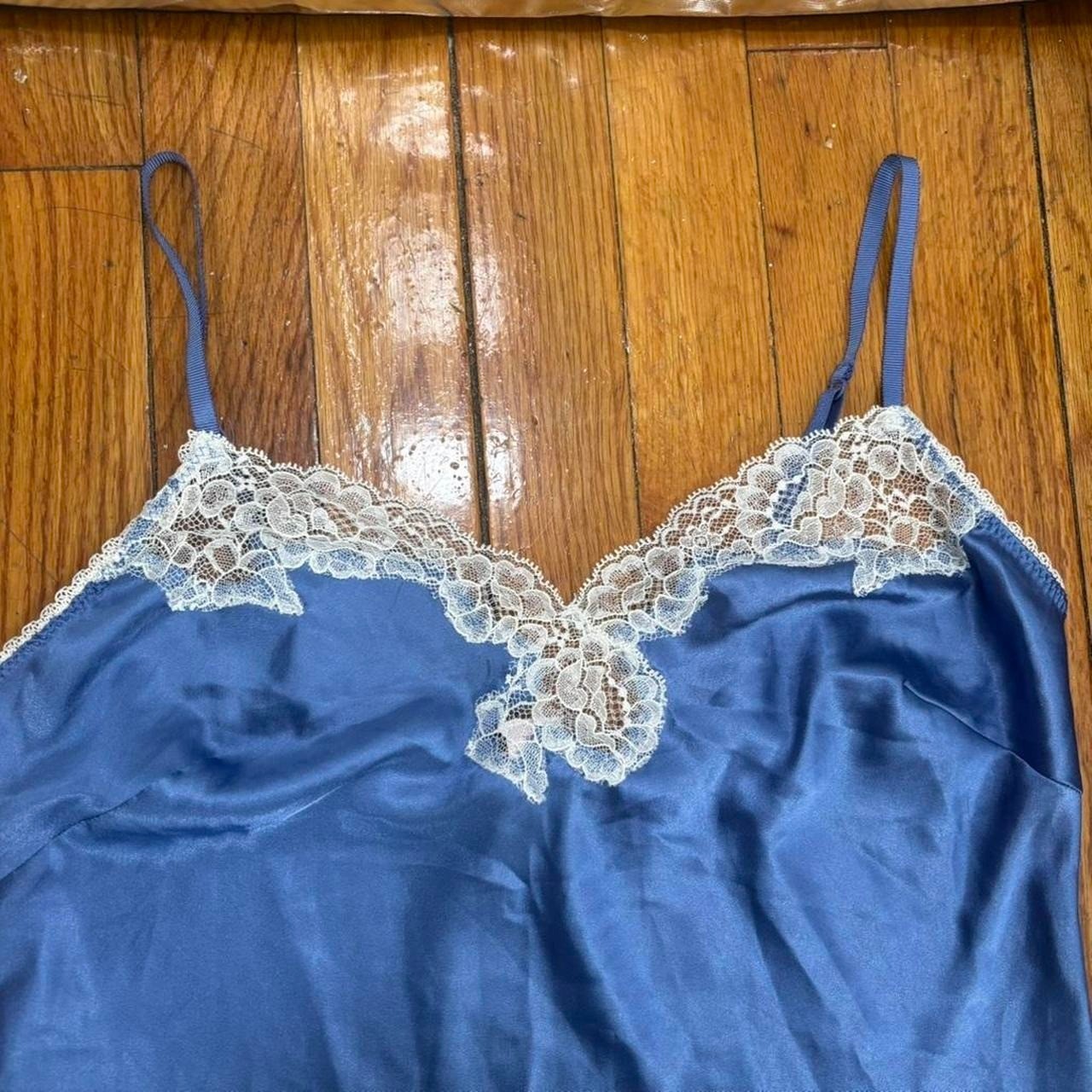 Victoria’s Secret light blue lace slip dress white lace size M