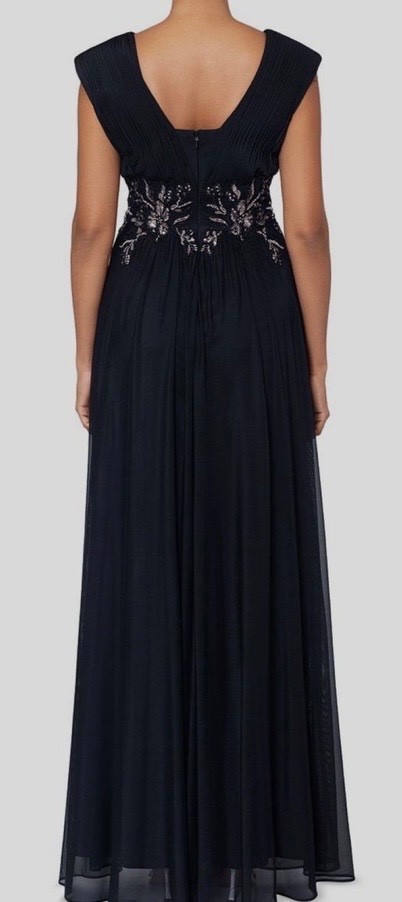 Betsy & Adam black beaded v-neck gown 12