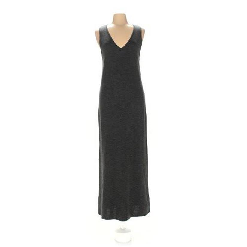 NORDSTROM M GRAY KNIT LONG TANK SLEEVELESS DRESS ACRYLIC WOOL 36″ BUST SIDE SLIT