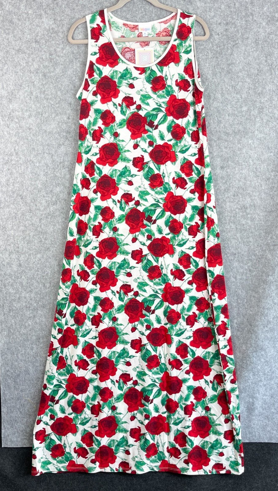 Lularoe Dani Maxi Dress Womens XL Floral Rose Print Sleeveless Stretch NWT