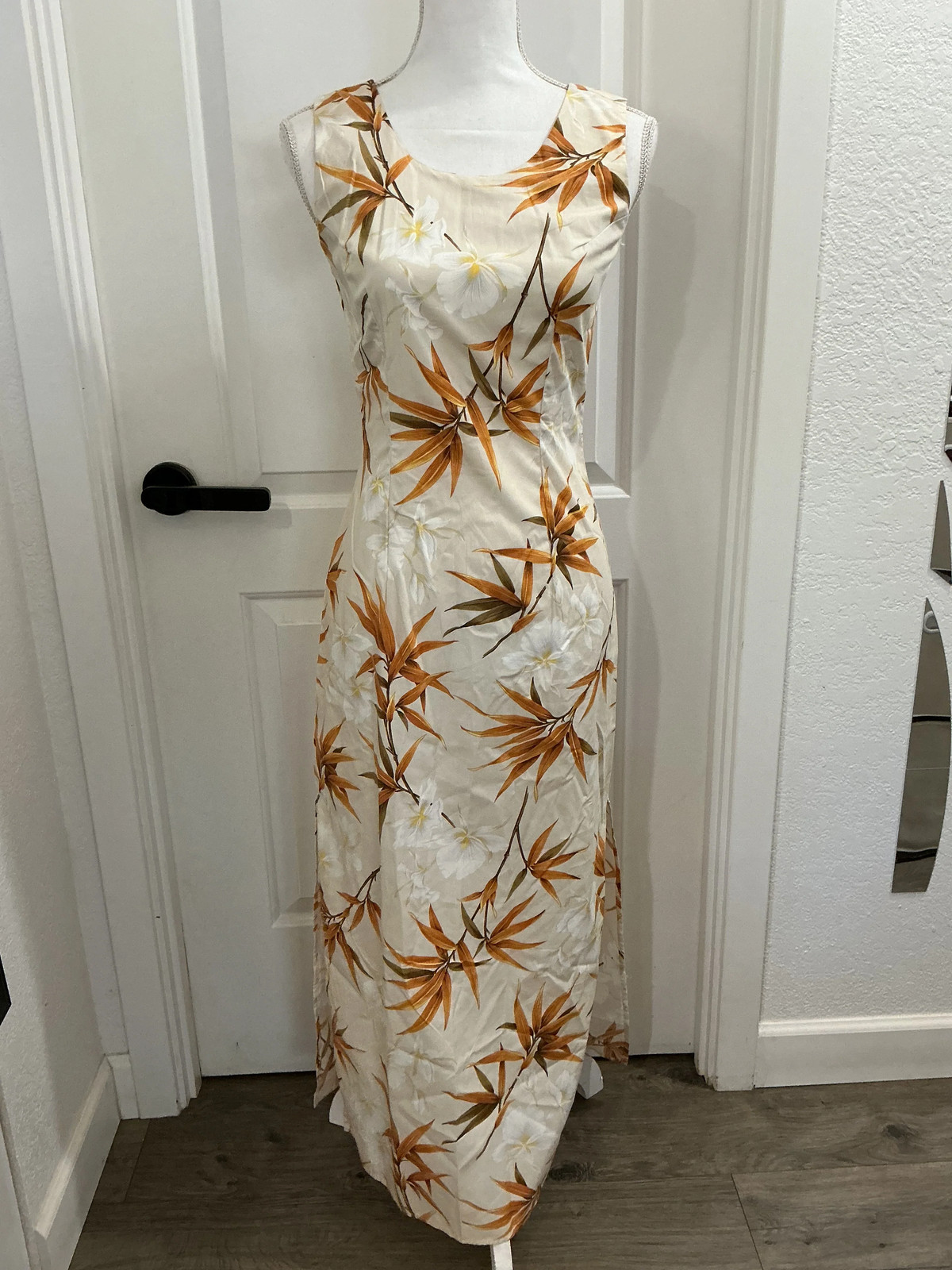 NWOT KY’s Hawaii Vintage Hawaiian Beige Long Maxi Dress S, Med