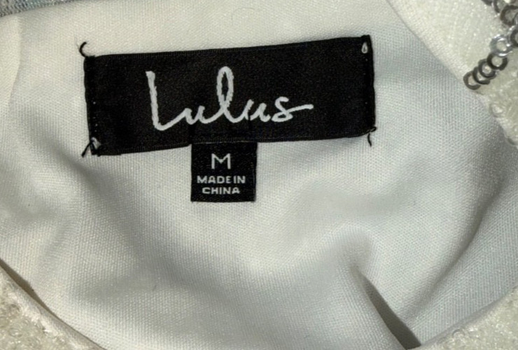 NWT LULUS Jeanette Sequin Midi Sheath Dress Formal Cocktail White Women’s Sz M