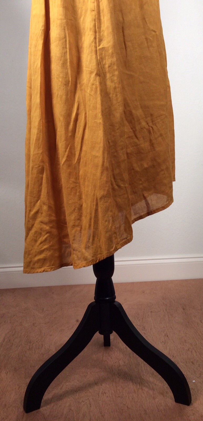 Old Navy DRESS MEDIUM P Waist-defined Ruffled Tie-Neck Gold Hi-Low Midi – NEW