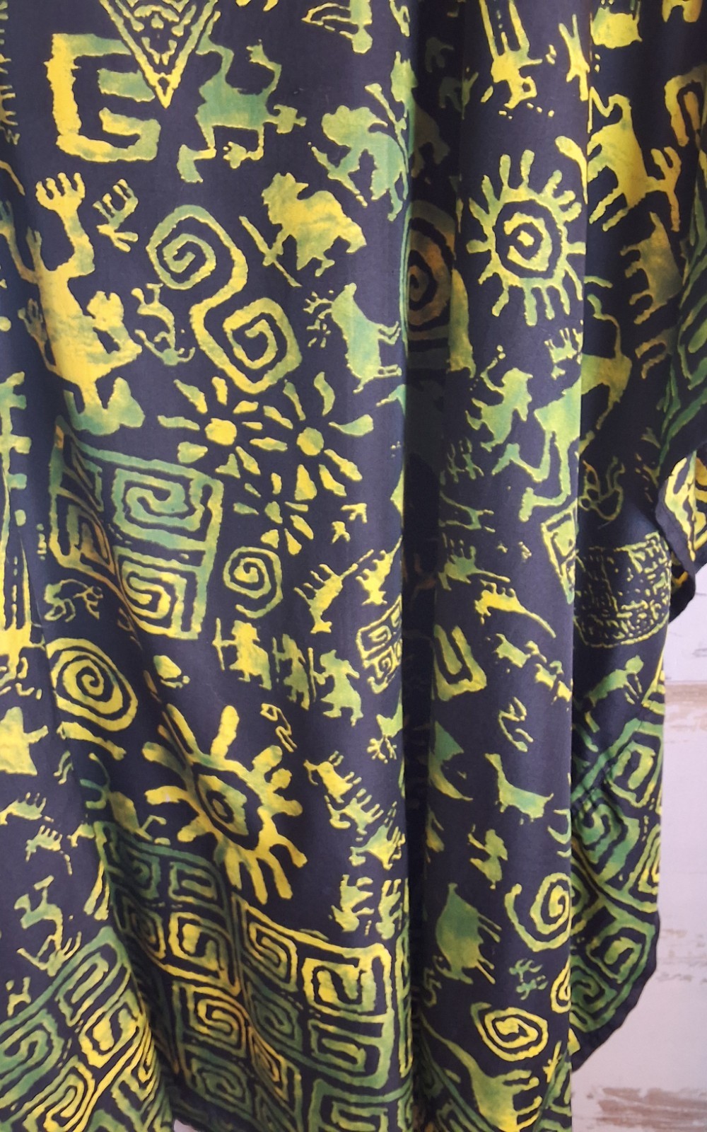 Step In Style Kaftan One Size Black & Lime Green Africa Theme-coverup