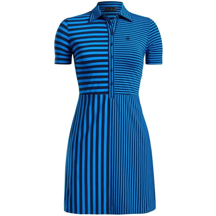 NEW G/FORE Women’s Mixed Stripe Golf Dress Twilight Blue Size-XL NWT