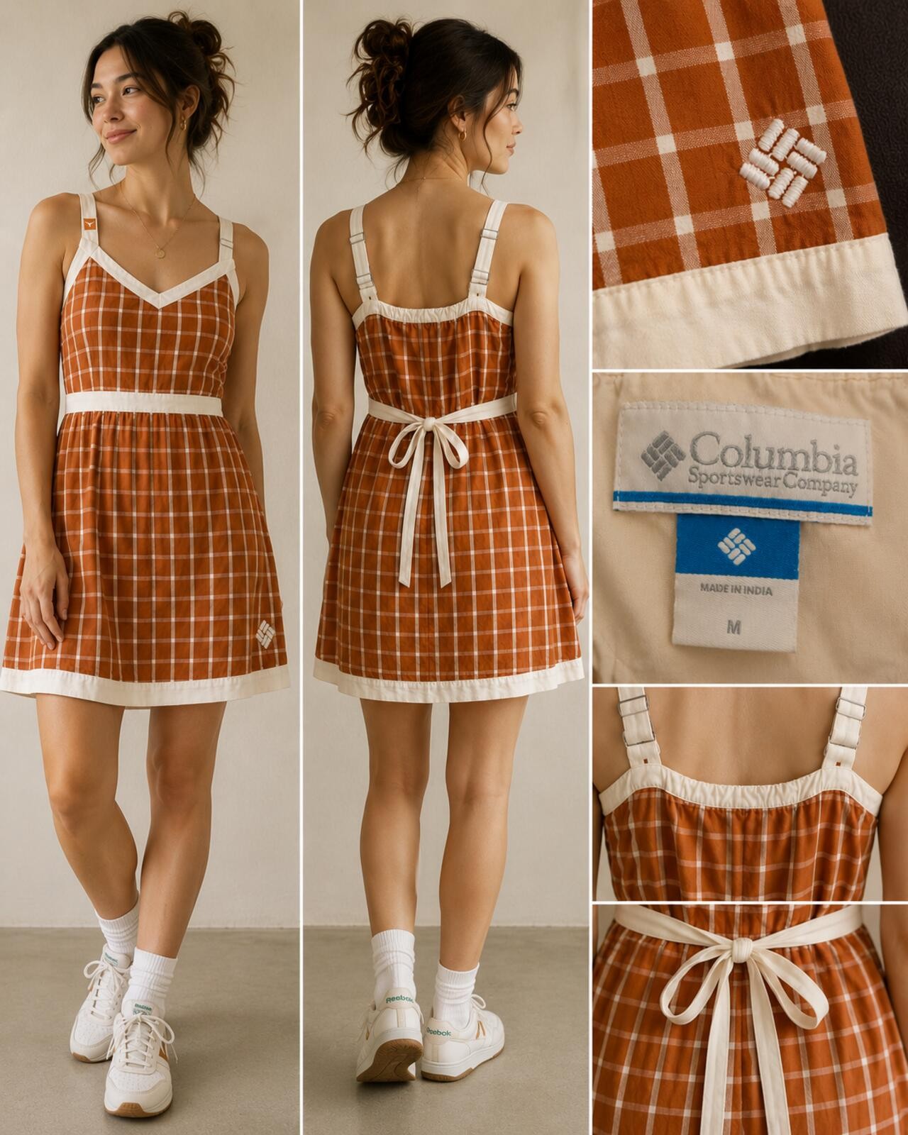 Texas Longhorns Columbia Sportswear Burnt Orange Plaid Sleeveless Dress Size M