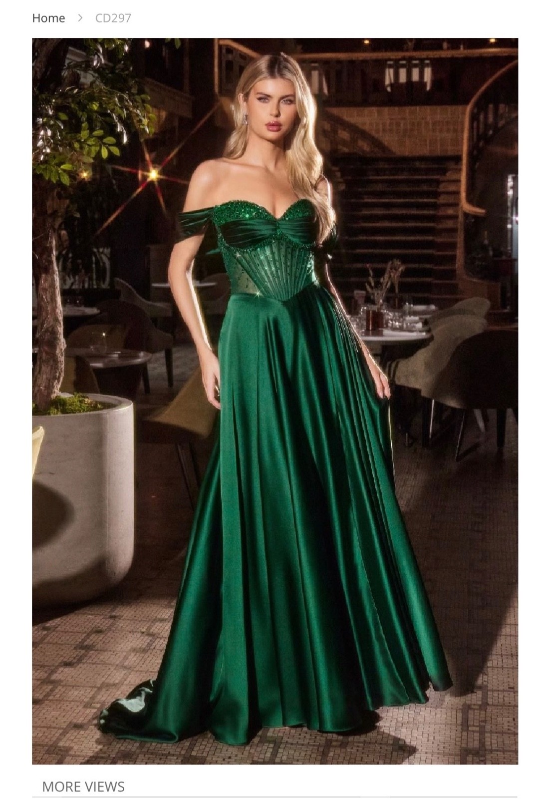 CD297 Strapless sweetheart neckline, removable off-the-shoulder straps, beaded