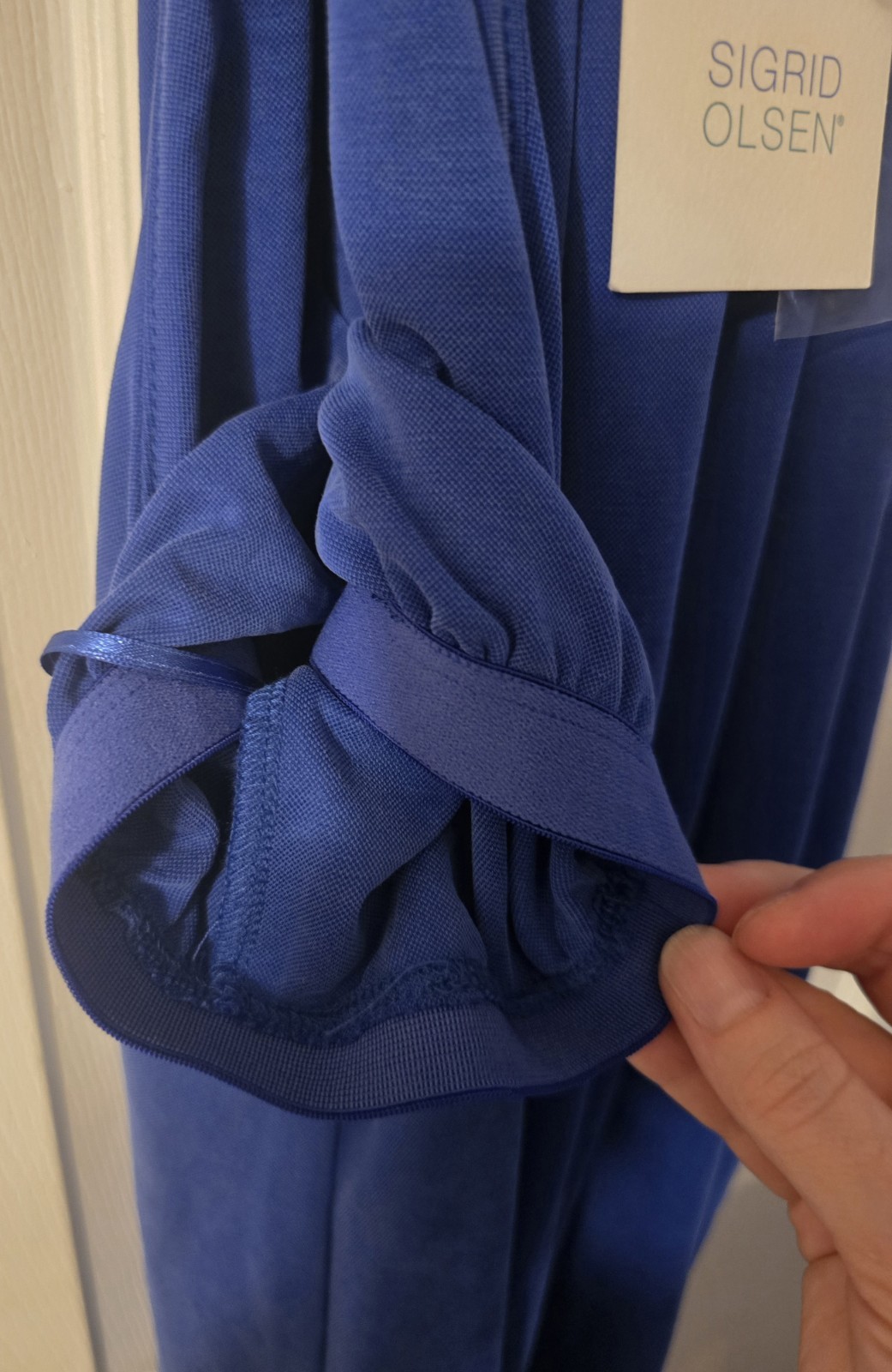 Sigrid Olsen Sz L High Neck Halter Swing Mini Dress Ocean Blue Keyhole Back