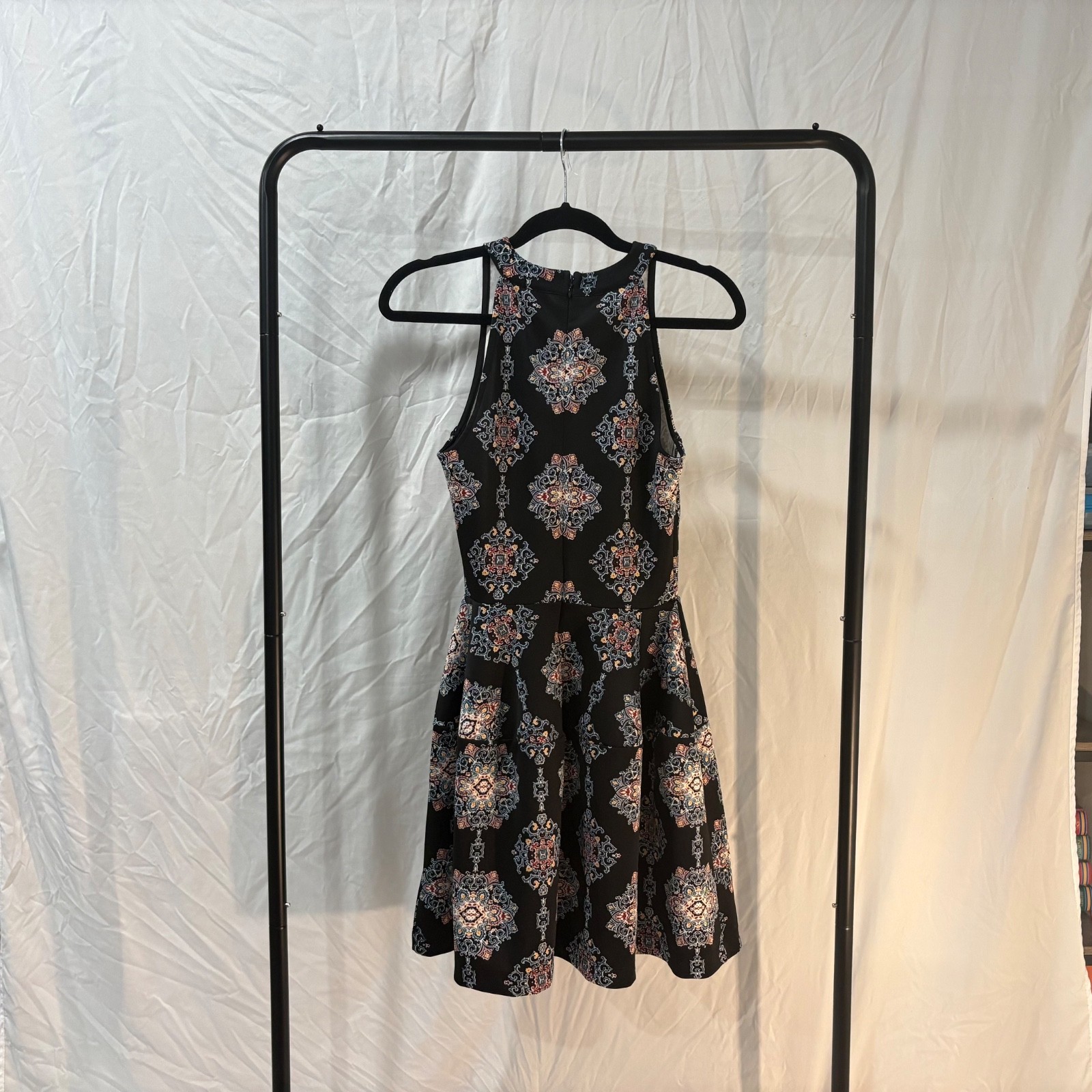MOSSIMO black, white, and copper geometric halter dress XS