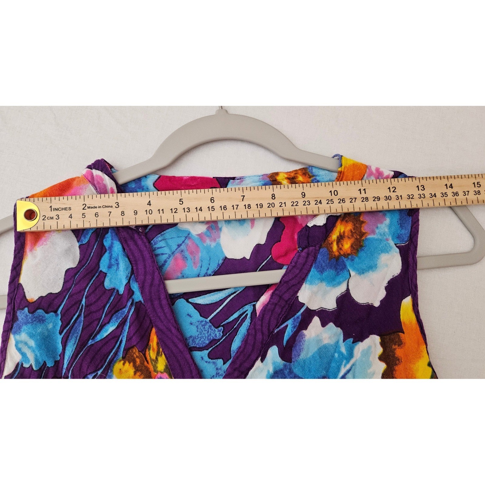 Seven Islands Purple Floral Handkerchief Hem Rayon Sleeveless Dress Womens 2X