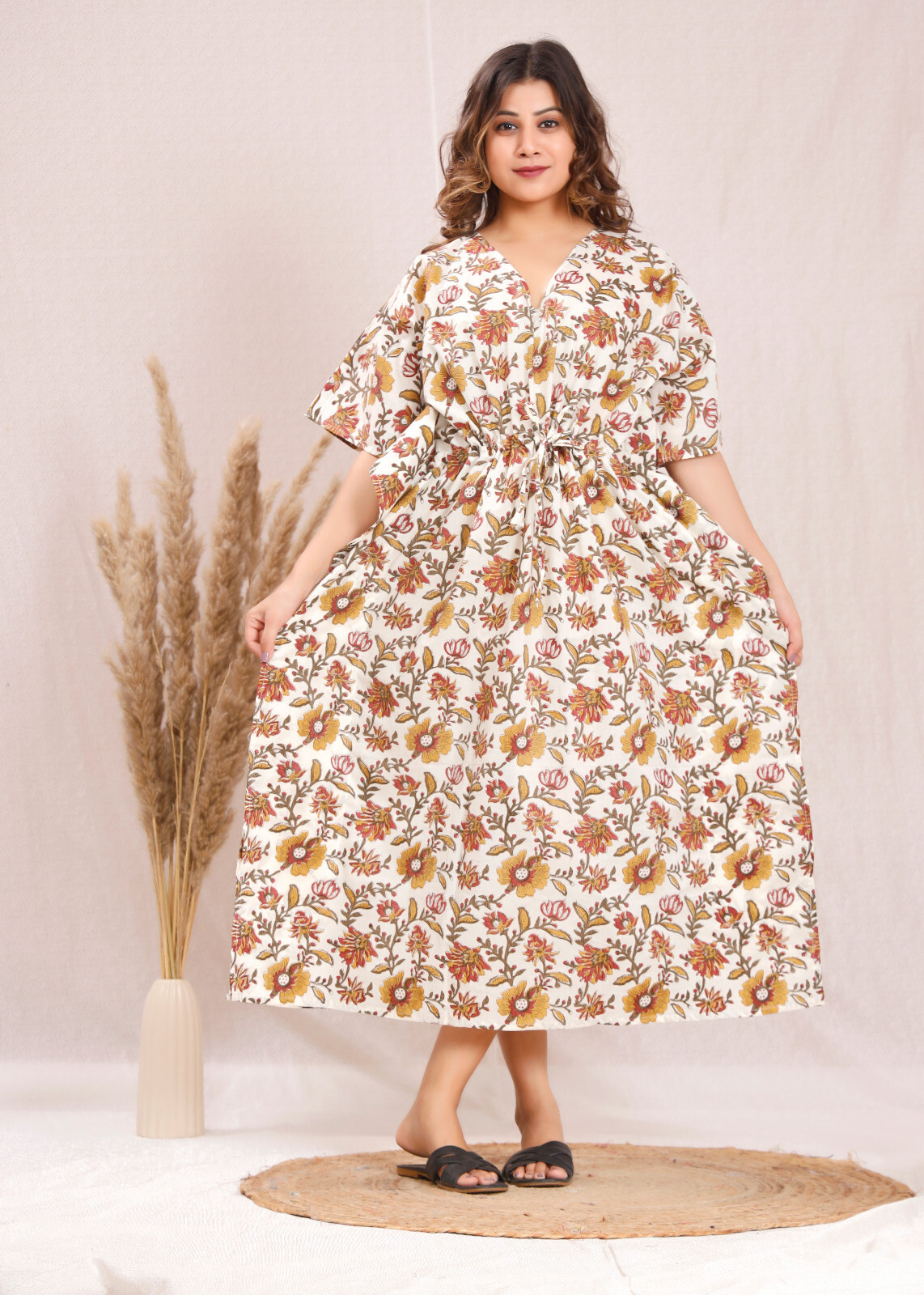 Handmade kaftan cotton plus size regular kaftan resort wear cotton loungewear