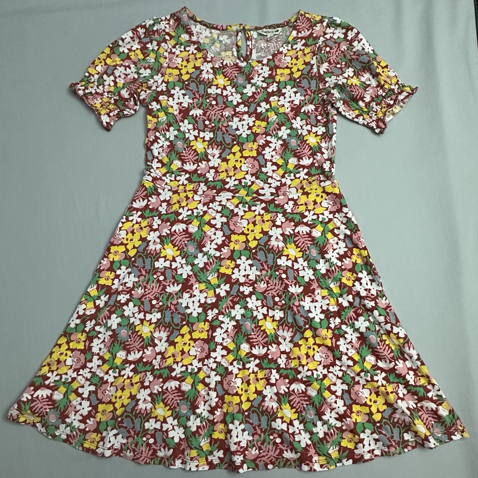 Toad & Co Laurel Dress Womens Small S Floral Tencel Lyocell Organic Cotton Short