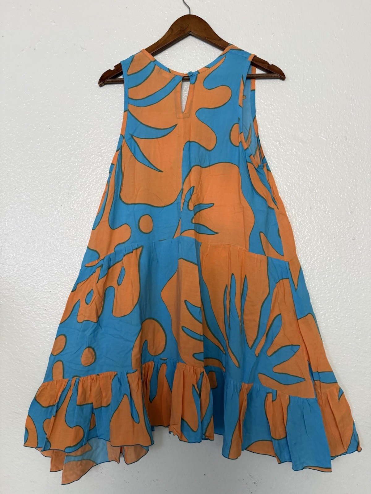 Divah Women Print Ruffle A Line Sleeveless Tank Dress Sundress Summer Sz M