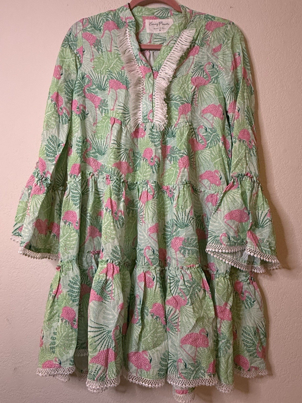 Kenny Flowers The Sunshine State Tunic Dress Flamingo Green/Pink Size S