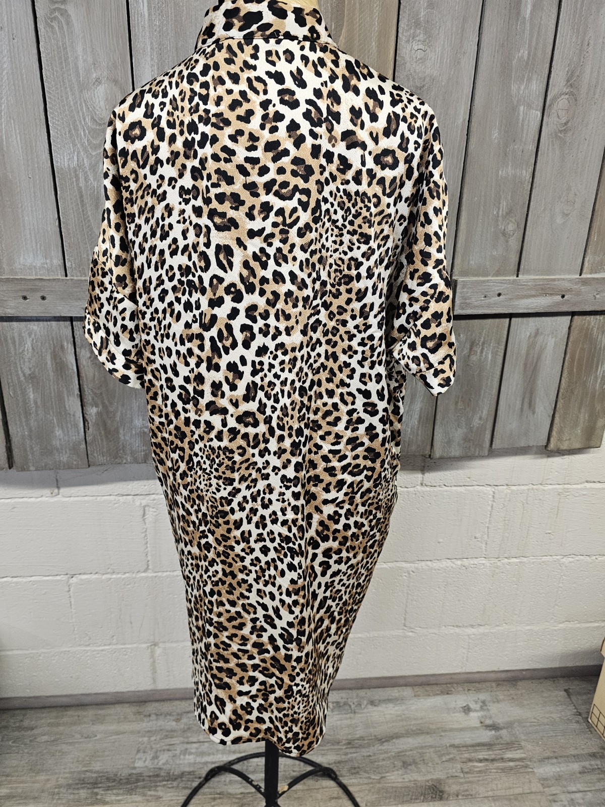 Ellison Button Up Leopard Print Oversized Dress Size Small