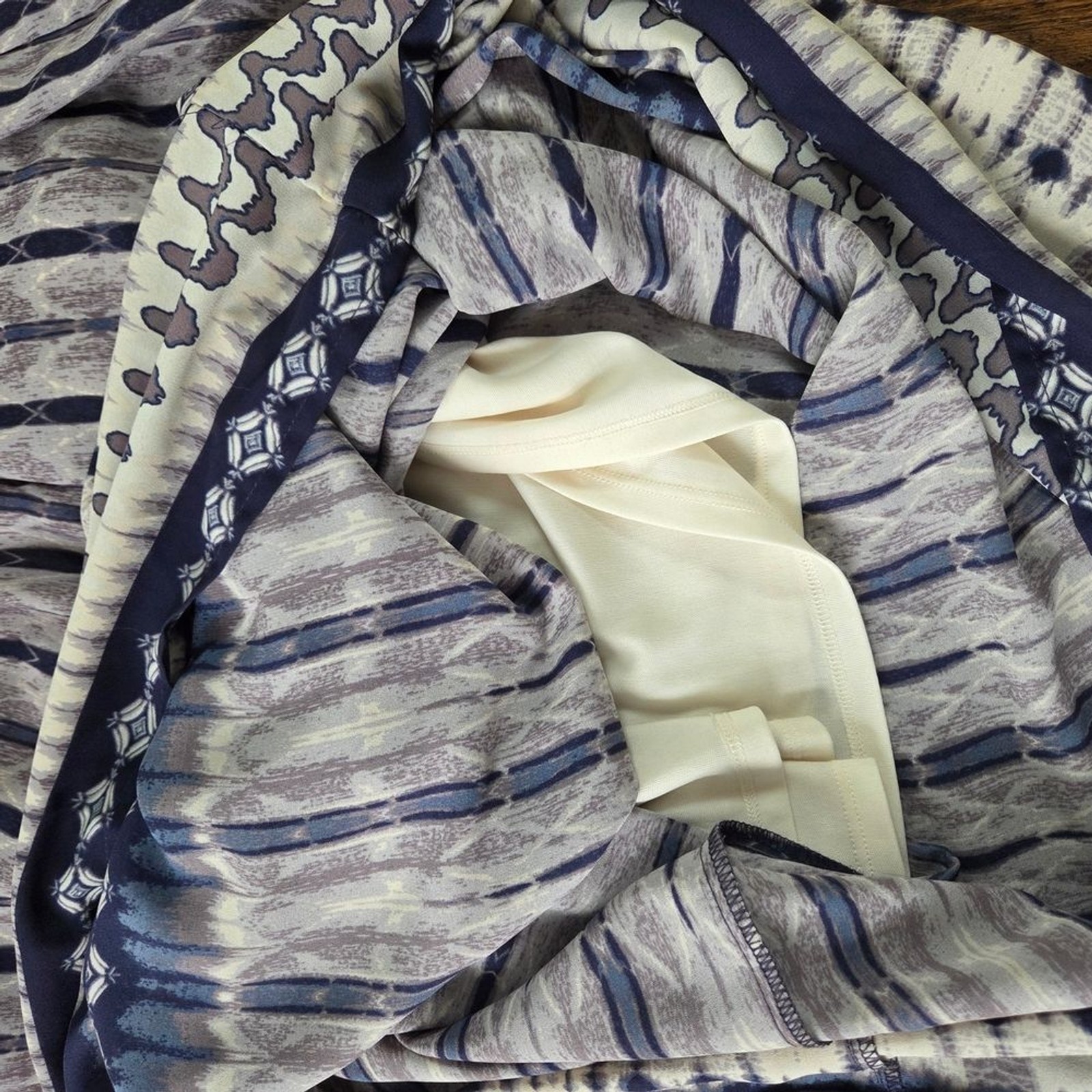 One Clothing Ombre Tye-dye Patterned Blue And Cream Maxi Dress