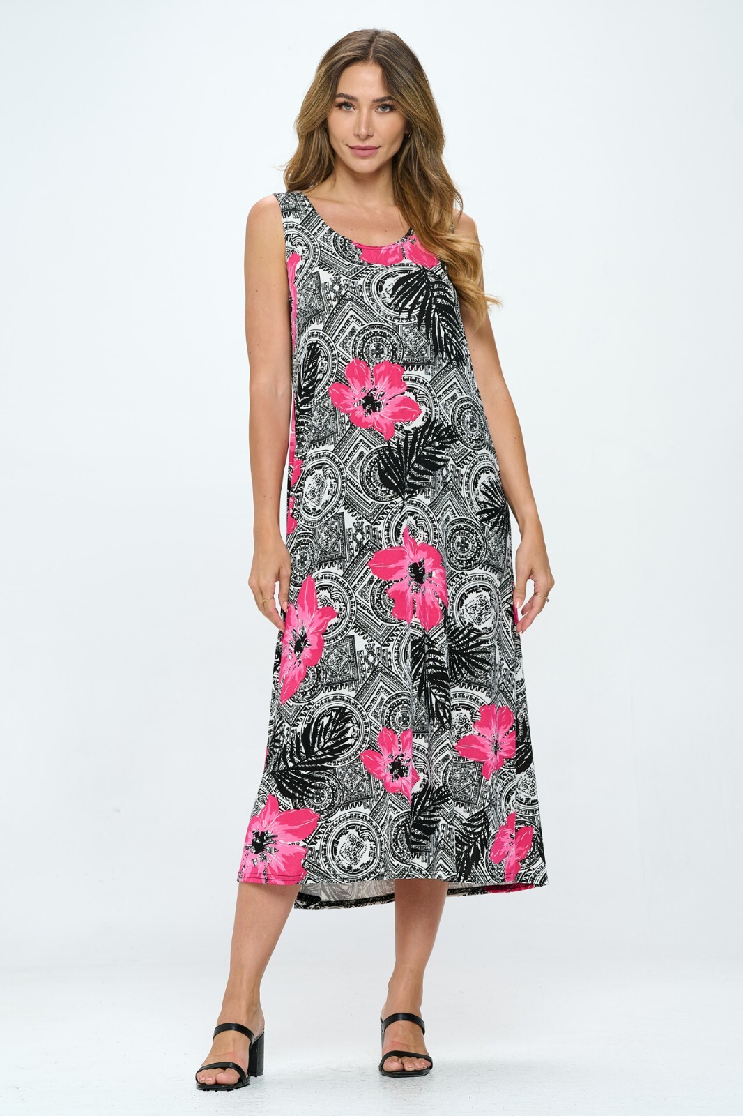 Travel Knit Dress, long A-Line Tank, Stretchy NO-IRON poly/span. #325 p