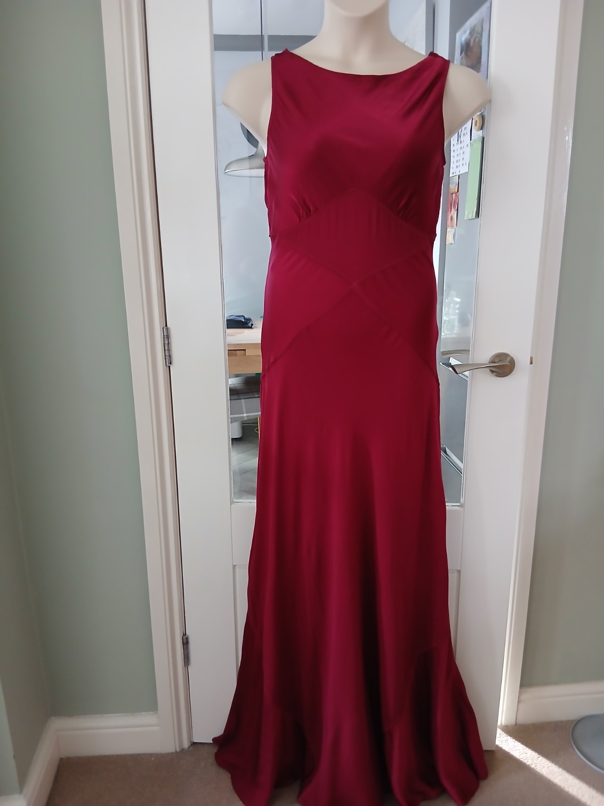 UK – New Tag £195 Ladies Designer Ghost Beet Red Element Chelsea Long Dress UK M