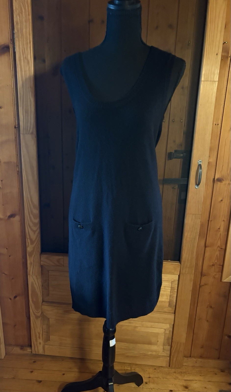J Crew Sleeveless Sweater Dress Size Small Black Pockets Wool Cashmere Blend