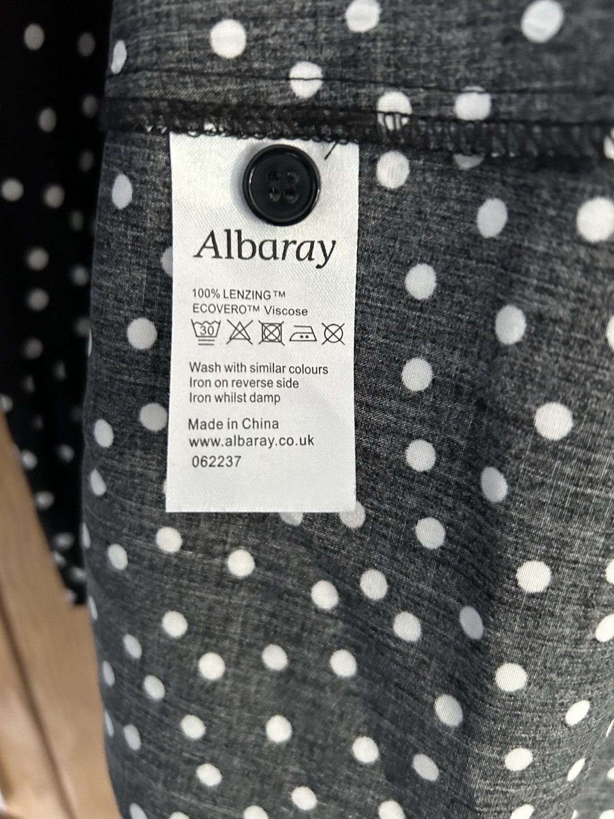 Albaray Polka Dot Midi Dress Size 14 Black White V Neck 3/4 Sleeves