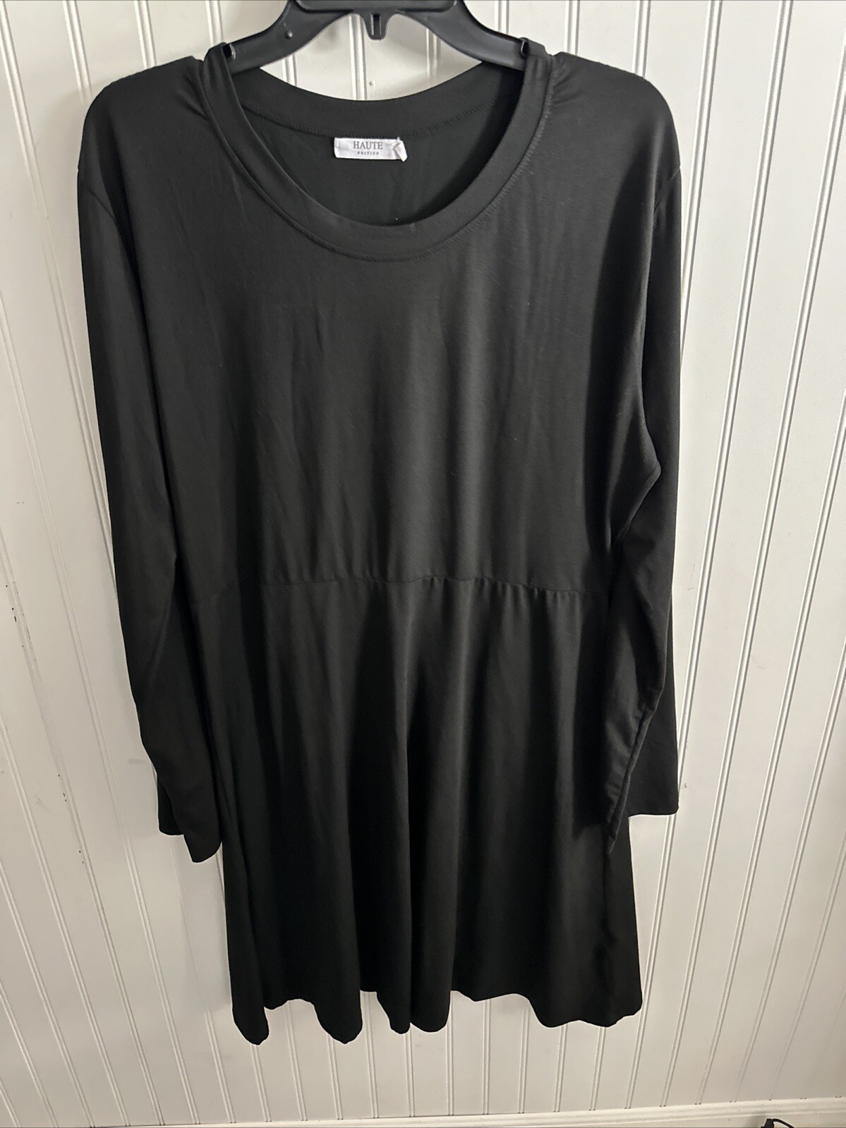 Haute Edition Women’s Long Sleeve Black Flared Skater Dress 1X
