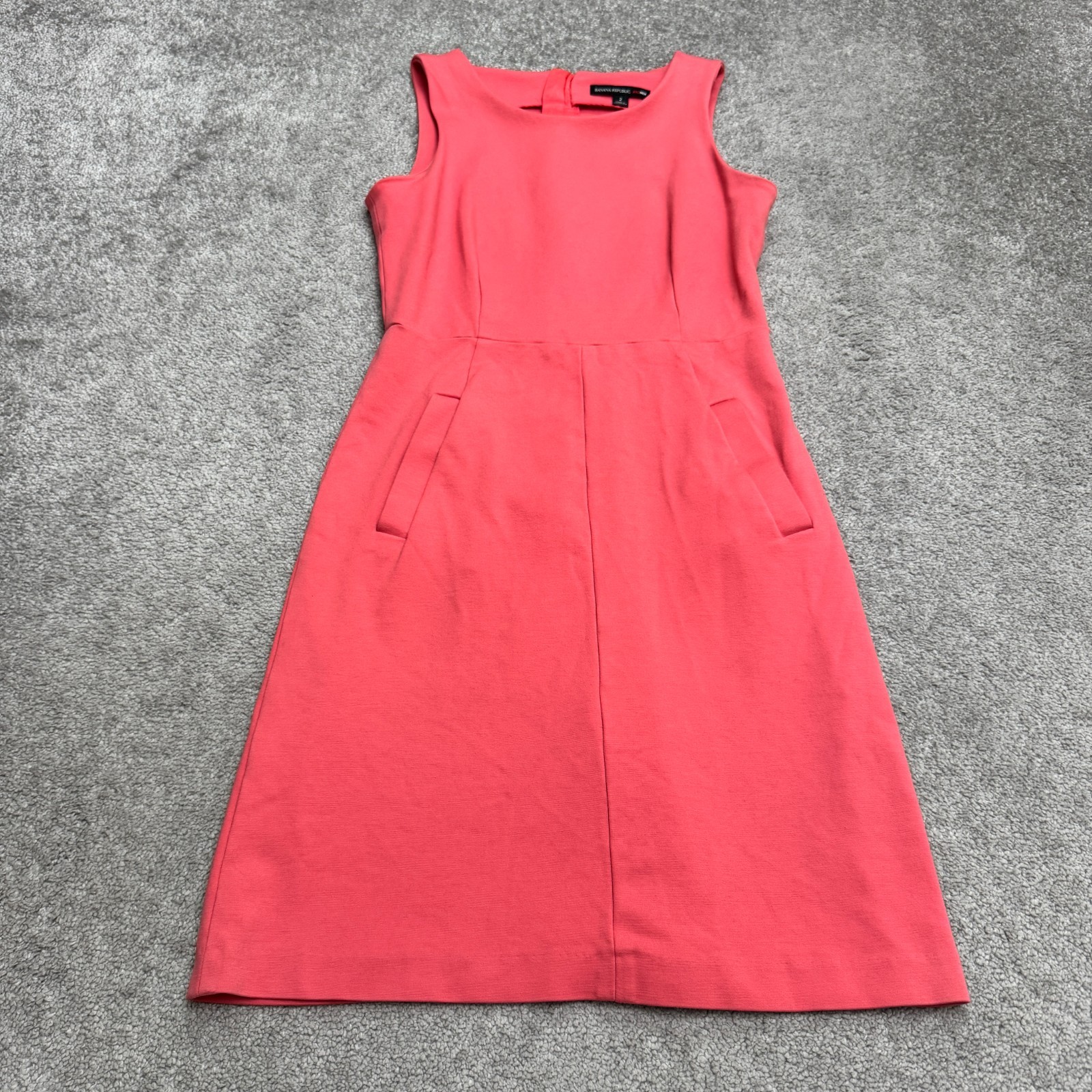 Banana Republic Madmen Sleeveless Midi Sheath Dress Womens 2 Pink Pockets