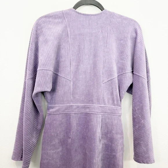 & Other Stories Lavender Corduroy Long Sleeve Wrap Mini Dress Size XS