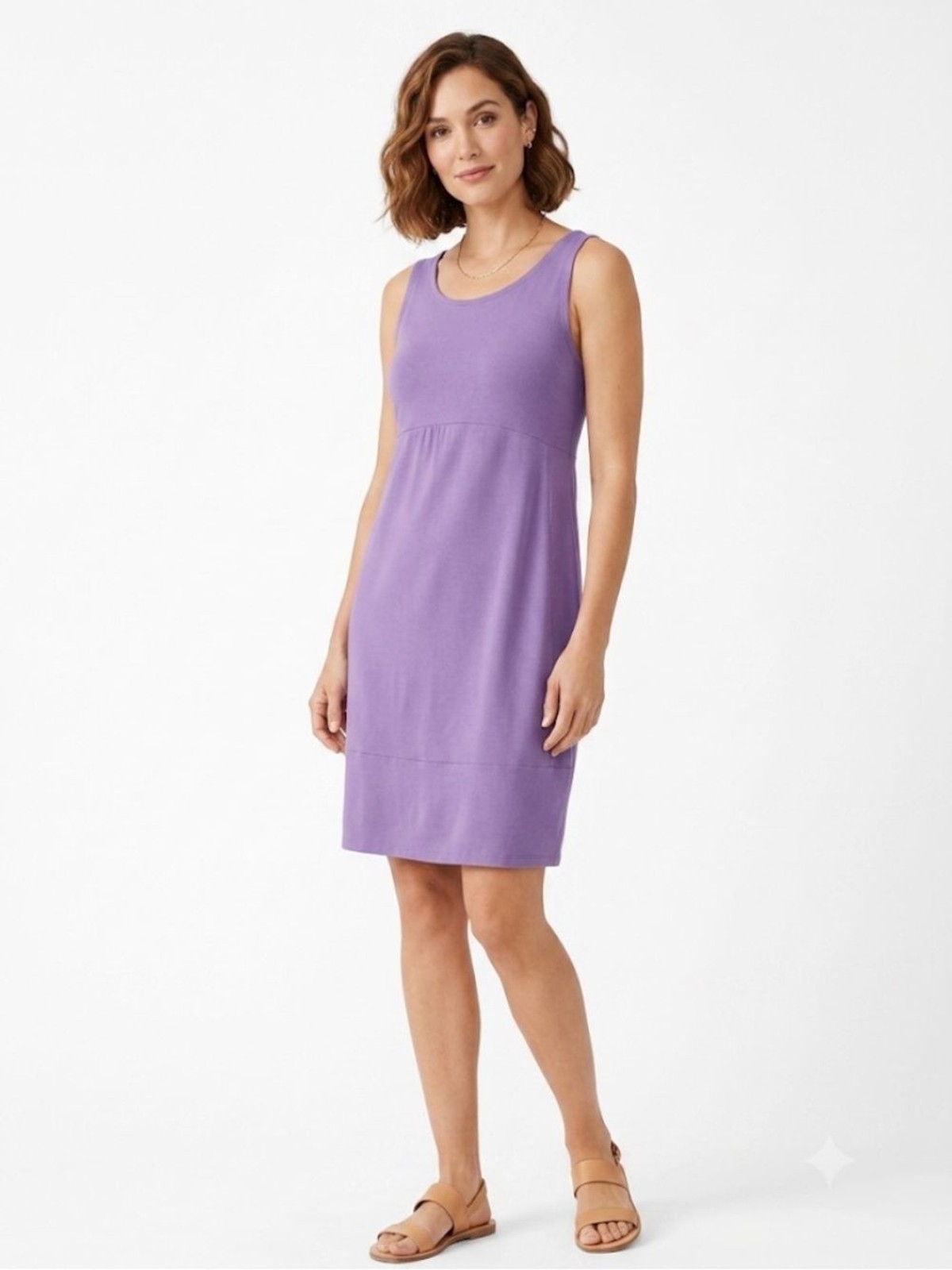 Eileen Fisher Mulberry Purple Knit Sleeveless Sheath Shift Dress Casual Midi S