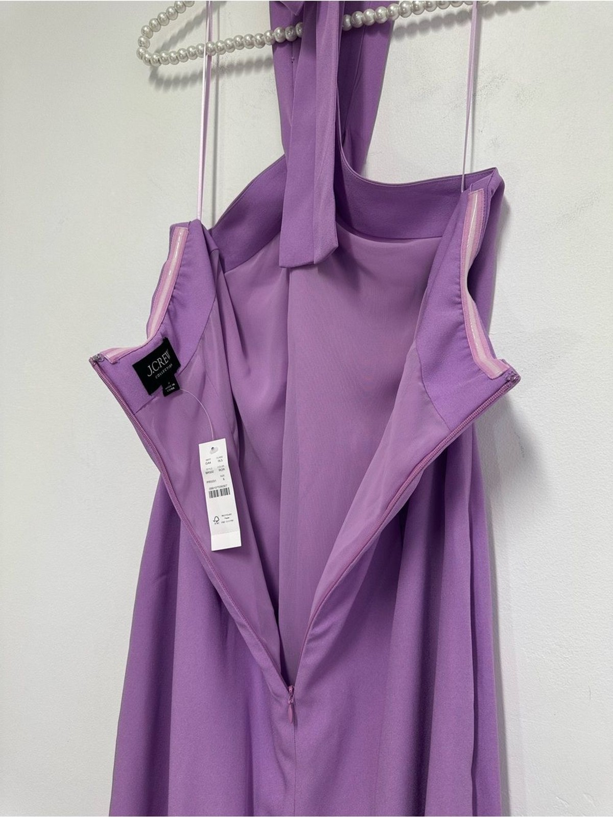 NWT J.Crew Collection Halter Neck Crepe Fringe Hem Purple Midi Dress Womens Sz 6