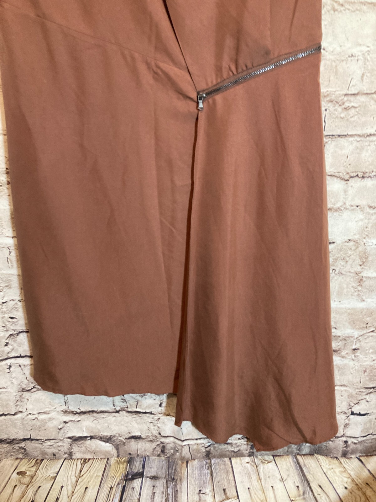 Mod Ref Dress Womens Medium Midi Chocolate Brown Lightweight Modal Asymmetric
