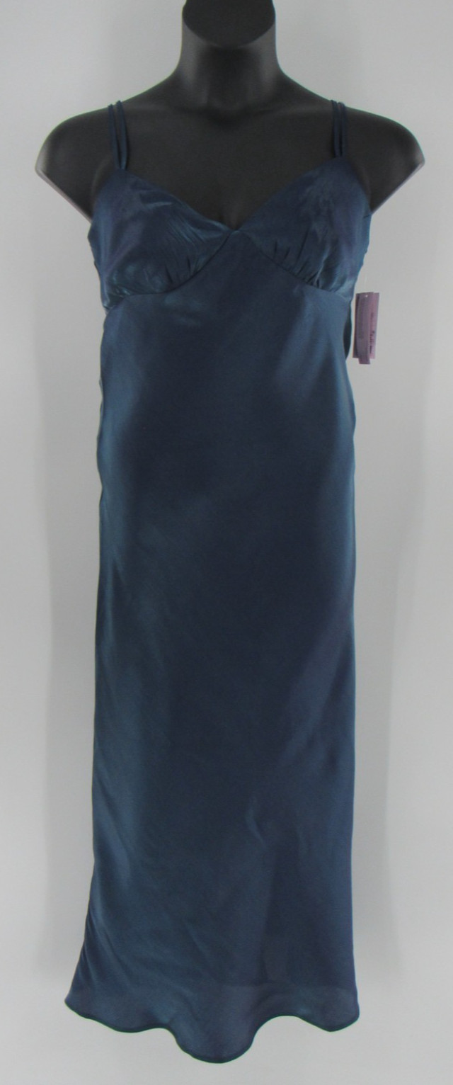 Women Wild Fable Metallic Blue Slip Dress Solid Strappy Maxi Dress Sz: Large New