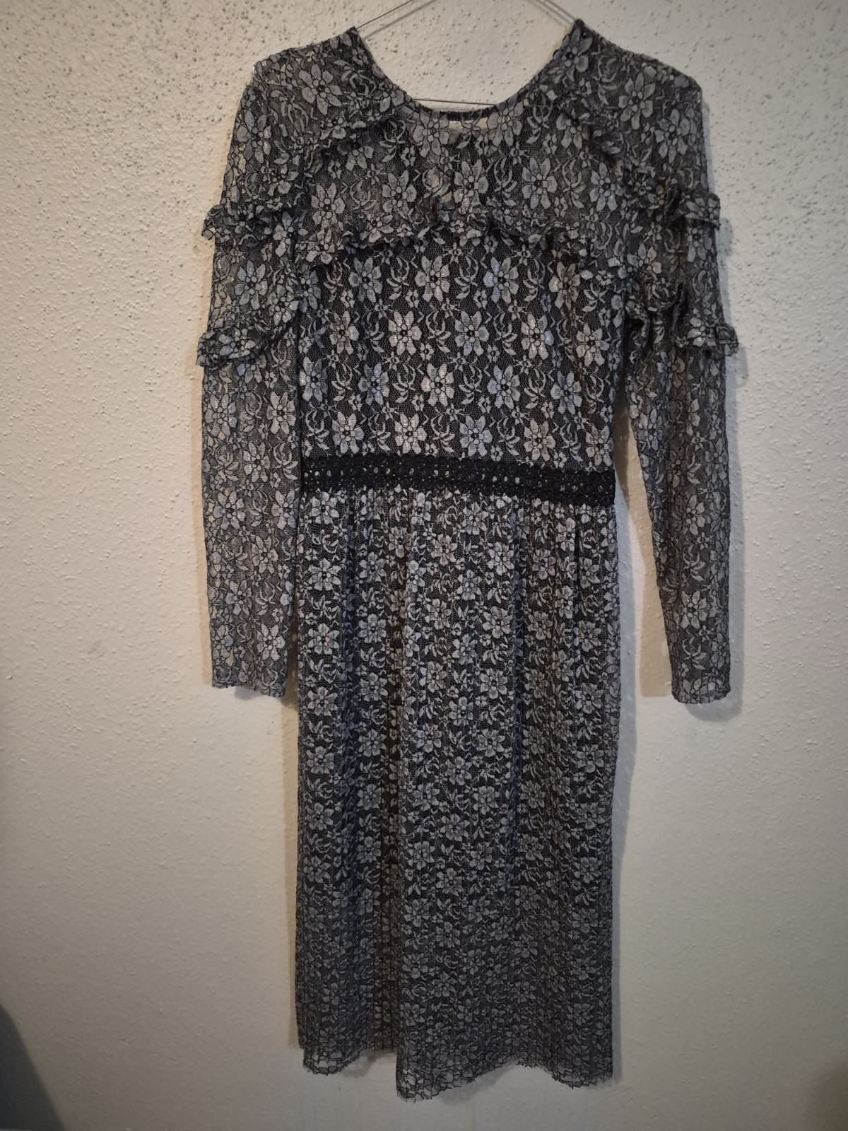 Topshop Lace Pleated Midi Dress 6 Gray Corset New $145 Whimsigoth Witchy Goblin