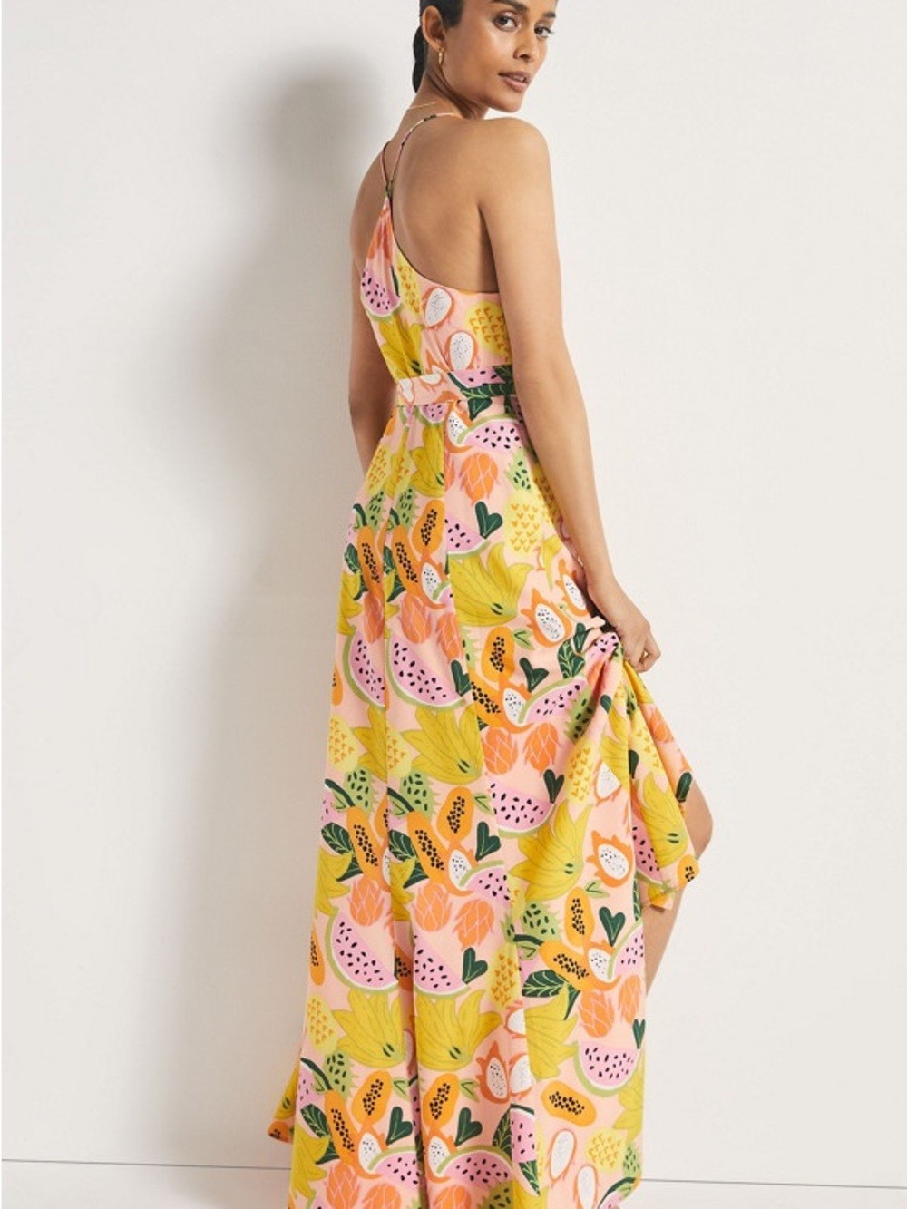 Hutch Fruit Print High Low Wrap Dress